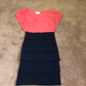 Mini coral and navy blue dress